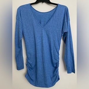 NWOT SHEIN Blue Side Ruched Shirt with Long Sleeves size Large